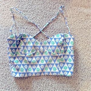 Zara hippie flower spaghetti strap crop top